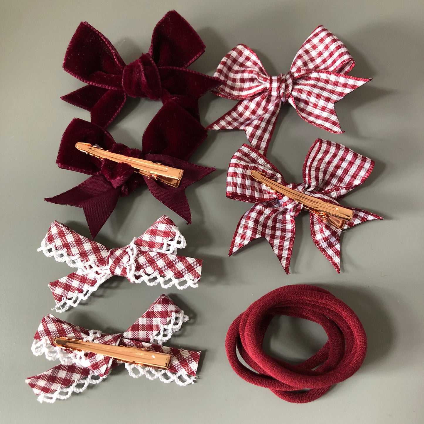 Burgundy School  Hair Bows