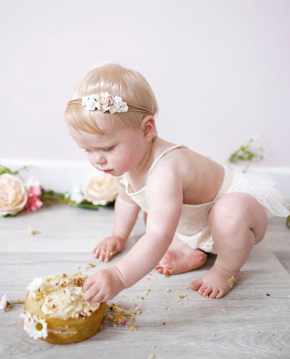 Nude and White Baby Headband