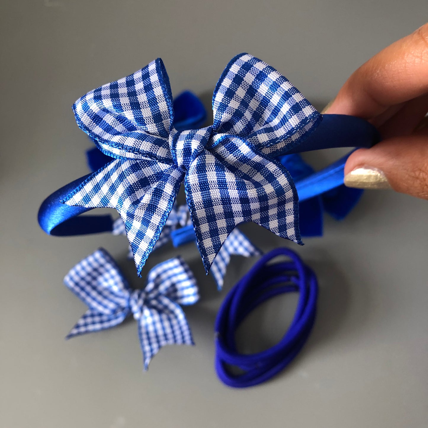 Royal Blue Gingham Bows