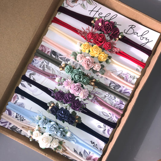 "Hello Baby" Newborn Flower Headbands