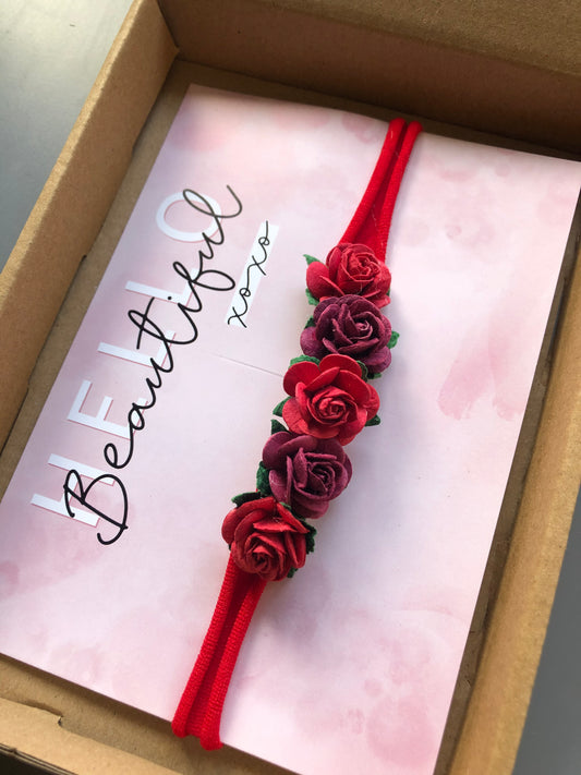 Red and Burgundy Baby Headband